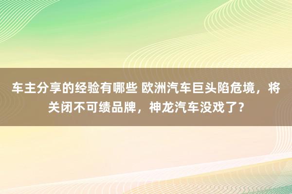 车主分享的经验有哪些 欧洲汽车巨头陷危境，将关闭不可绩品牌，神龙汽车没戏了？