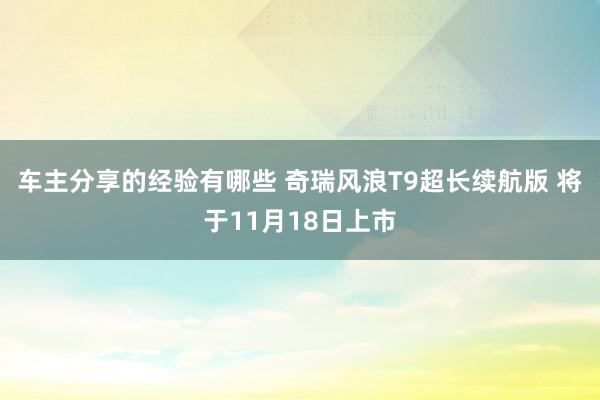 车主分享的经验有哪些 奇瑞风浪T9超长续航版 将于11月18日上市