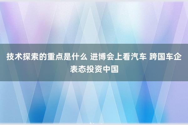 技术探索的重点是什么 进博会上看汽车 跨国车企表态投资中国