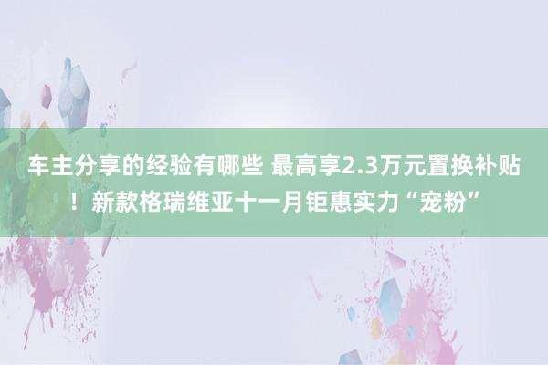 车主分享的经验有哪些 最高享2.3万元置换补贴！新款格瑞维亚十一月钜惠实力“宠粉”