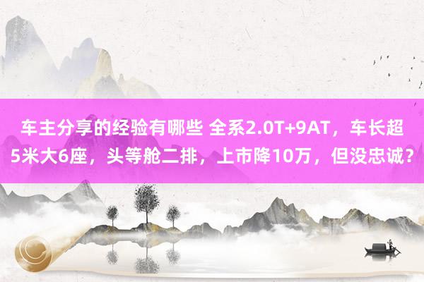 车主分享的经验有哪些 全系2.0T+9AT，车长超5米大6座，头等舱二排，上市降10万，但没忠诚？