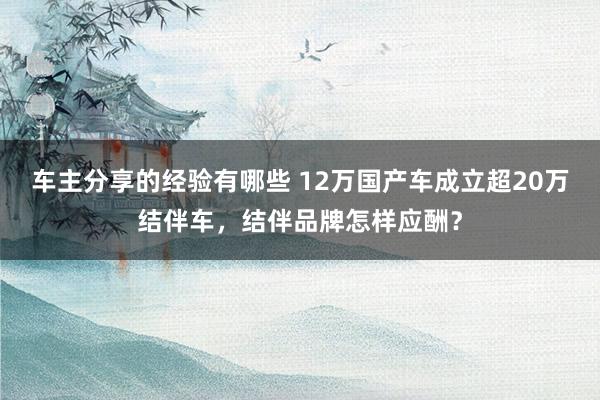 车主分享的经验有哪些 12万国产车成立超20万结伴车，结伴品牌怎样应酬？