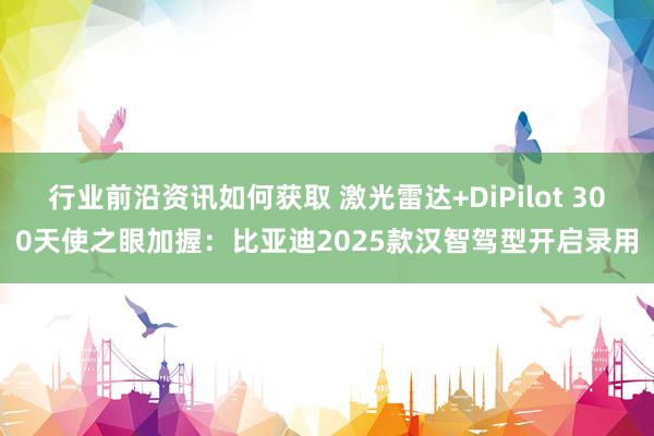 行业前沿资讯如何获取 激光雷达+DiPilot 300天使之眼加握：比亚迪2025款汉智驾型开启录用