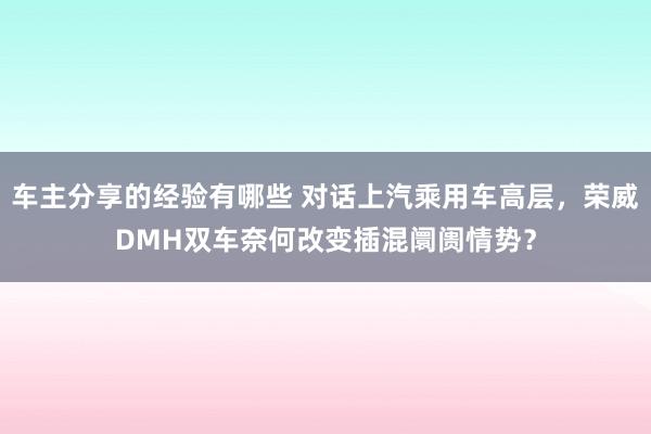 车主分享的经验有哪些 对话上汽乘用车高层，荣威DMH双车奈何改变插混阛阓情势？