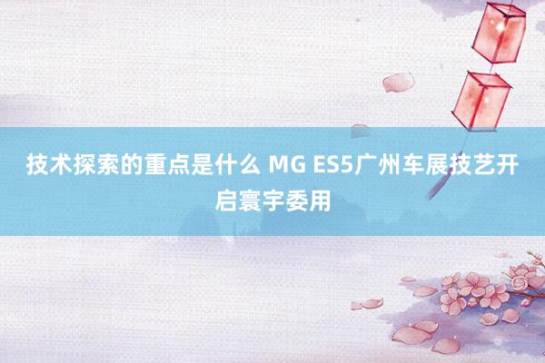 技术探索的重点是什么 MG ES5广州车展技艺开启寰宇委用