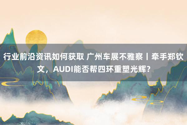 行业前沿资讯如何获取 广州车展不雅察丨牵手郑钦文，AUDI能否帮四环重塑光辉？