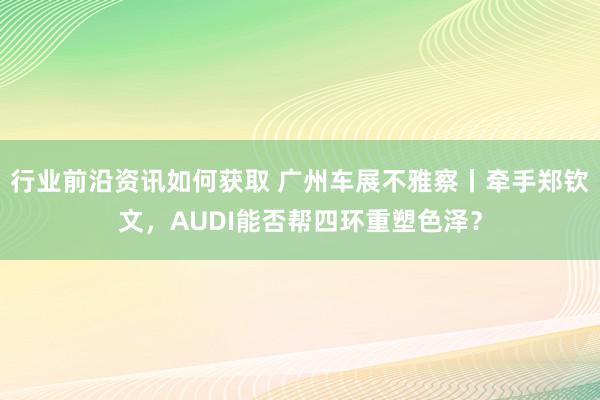 行业前沿资讯如何获取 广州车展不雅察丨牵手郑钦文，AUDI能否帮四环重塑色泽？