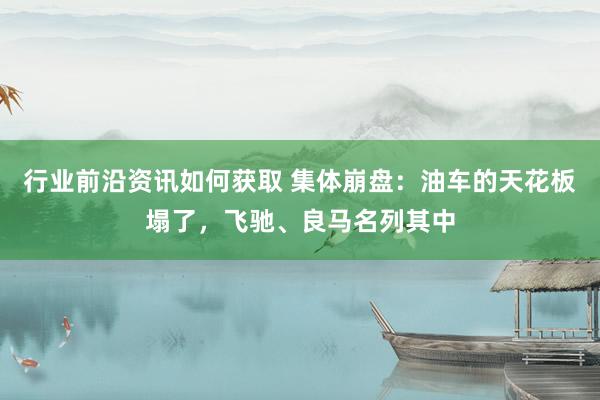 行业前沿资讯如何获取 集体崩盘：油车的天花板塌了，飞驰、良马名列其中