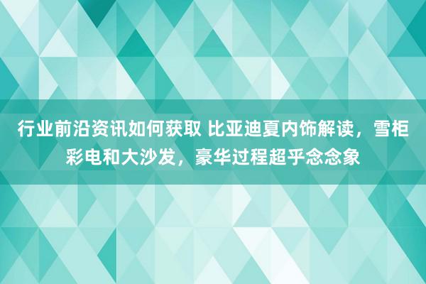 行业前沿资讯如何获取 比亚迪夏内饰解读，雪柜彩电和大沙发，豪华过程超乎念念象