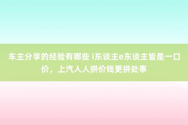 车主分享的经验有哪些 i东谈主e东谈主皆是一口价，上汽人人拼价钱更拼处事