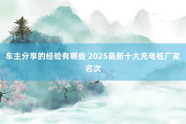 车主分享的经验有哪些 2025最新十大充电桩厂家名次