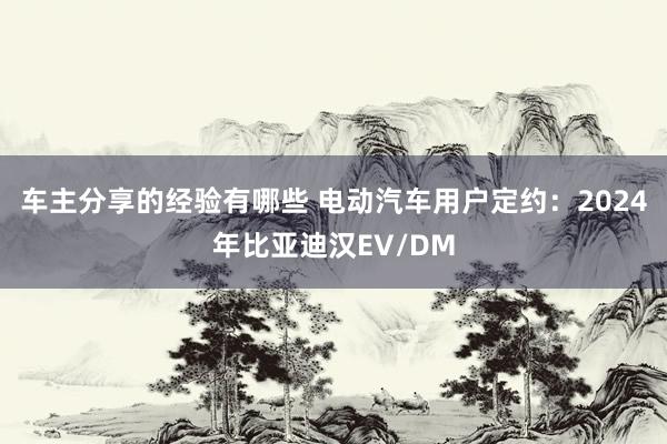 车主分享的经验有哪些 电动汽车用户定约：2024年比亚迪汉EV/DM