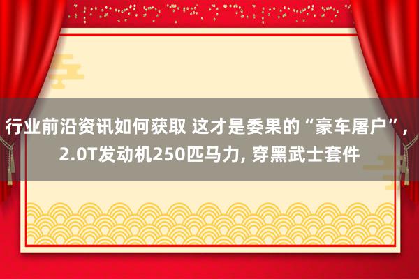 行业前沿资讯如何获取 这才是委果的“豪车屠户”, 2.0T发动机250匹马力, 穿黑武士套件