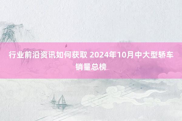 行业前沿资讯如何获取 2024年10月中大型轿车销量总榜