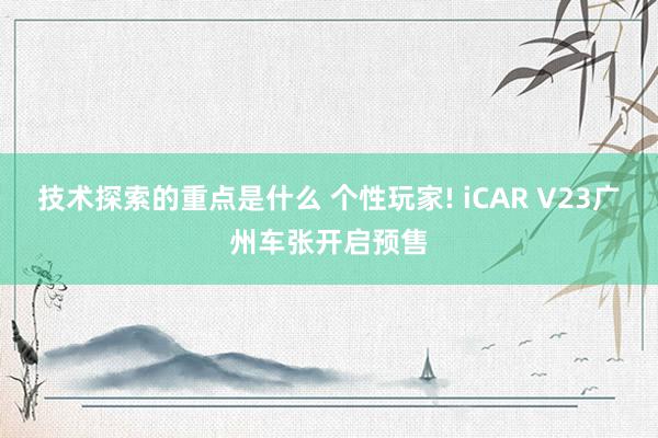 技术探索的重点是什么 个性玩家! iCAR V23广州车张开启预售