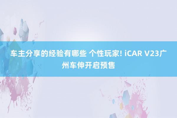 车主分享的经验有哪些 个性玩家! iCAR V23广州车伸开启预售