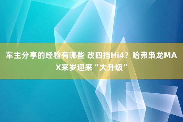 车主分享的经验有哪些 改四挡Hi4？哈弗枭龙MAX来岁迎来“大升级”